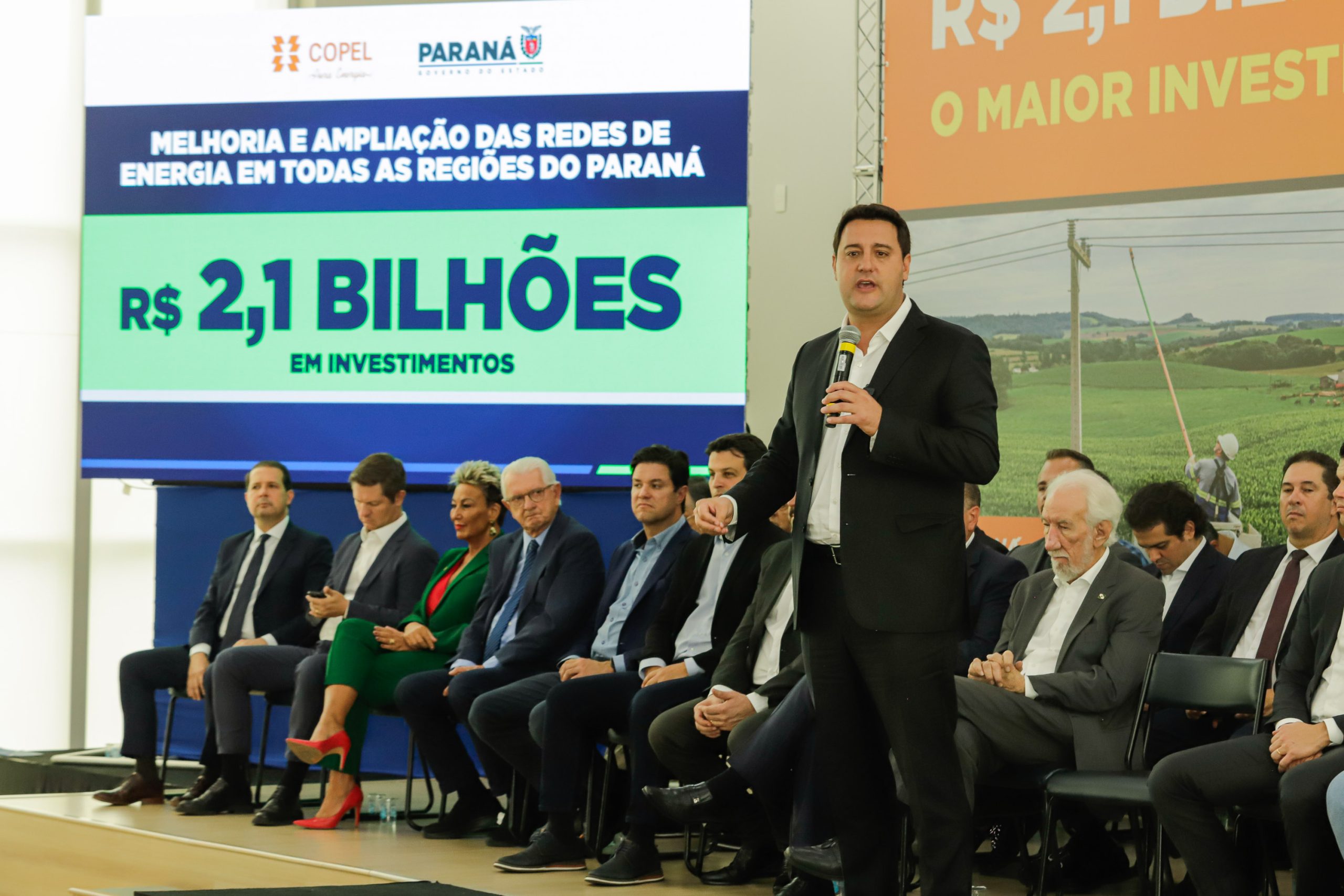 Curitiba, 05 de março de 2024 - O governador Carlos Massa Ratinho Jr. anuncia investimentos de R$ 2,1 bilhões na Copel.