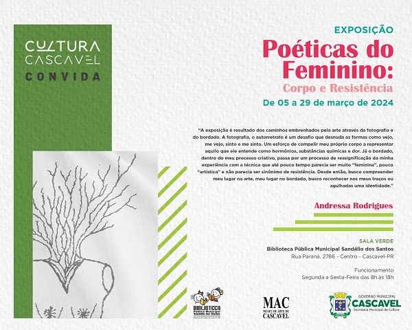 Poéticas do Feminino abre programação de exposições na Sala Verde